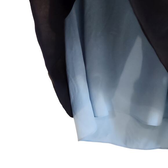 Michael Kors Colorblock Short Sleeve Layered Blouse Hi Low Hem Navy Blue Size XS - Picture 6 of 8